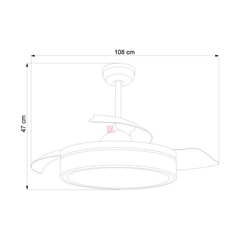 Ventilador De Techo Wow 3 Aspas Led Retráctil Inteligente
