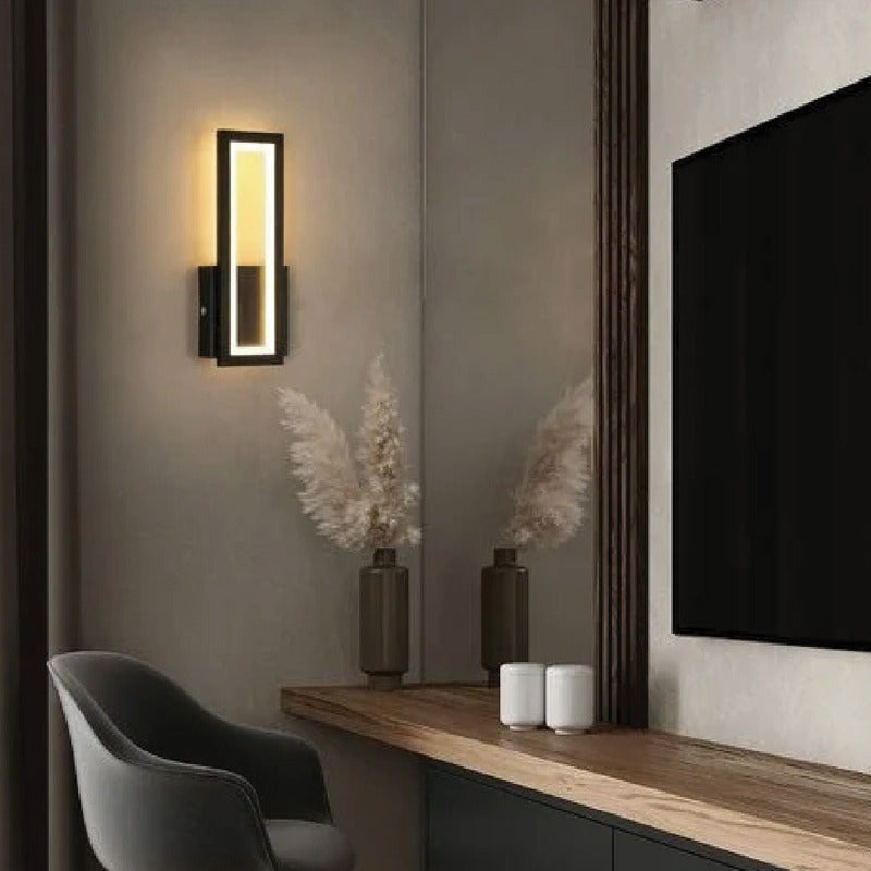 Aplique De Pared Quadra Moderno Living Lámpara Led Buena Luz Estructura Negro / Luz Cálida