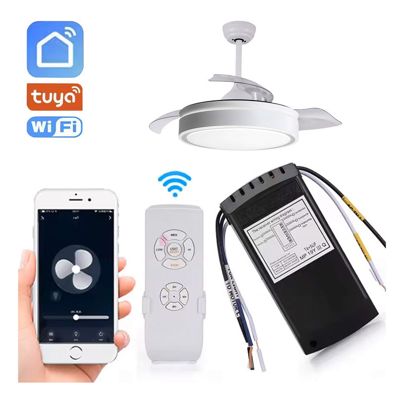 Ventilador De Techo Wow 3 Aspas Led Retráctil Inteligente