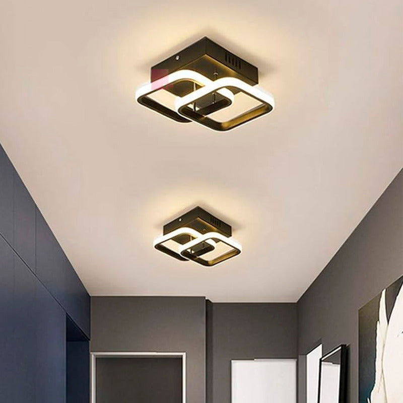 Lámpara De Techo Led Hotel 2 Luces Dormitorio Buena Luz Estructura Negro / Luz Cálida