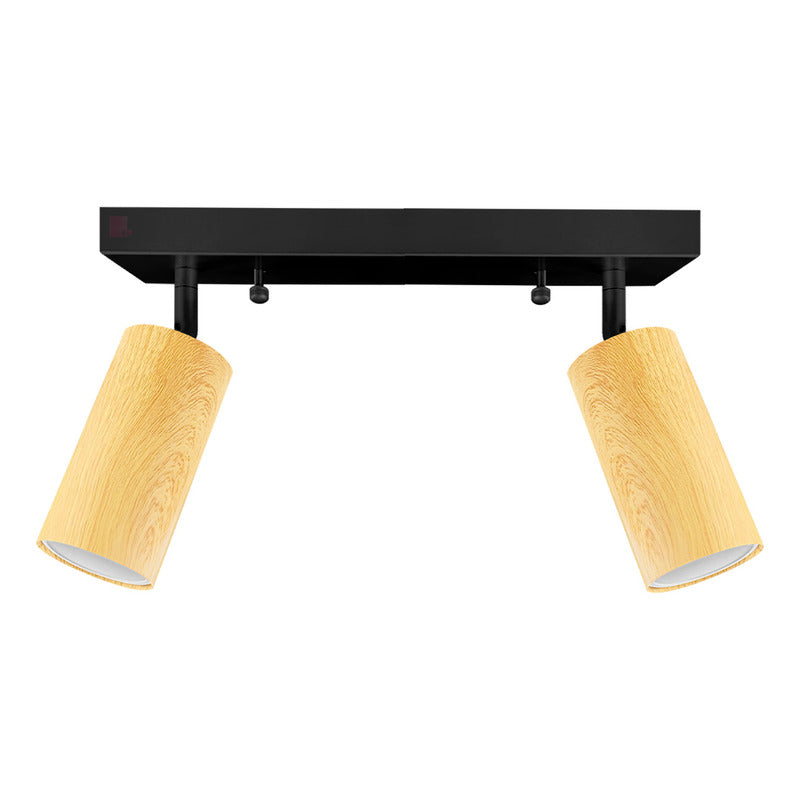 Plafón Aplique Infinity 2 Luces Acabado Madera Direccionales