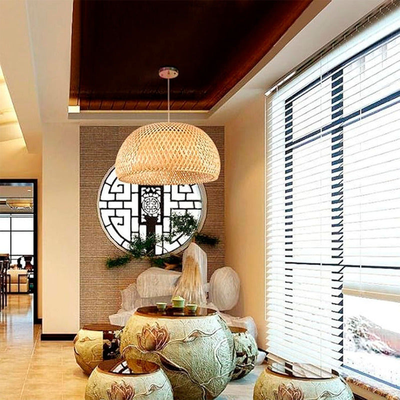 Lámpara Colgante De Techo Cuencos Led Comedor Buena Luz Estructura Natural