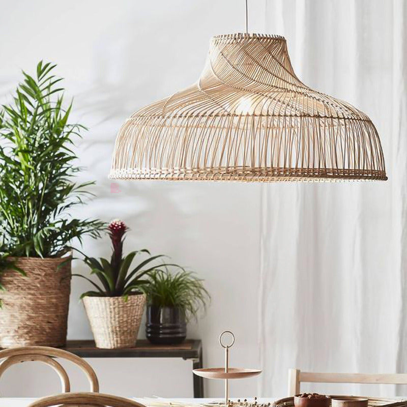 Lámpara Colgante De Techo Led Comedor Mimbre 40cm Buena Luz