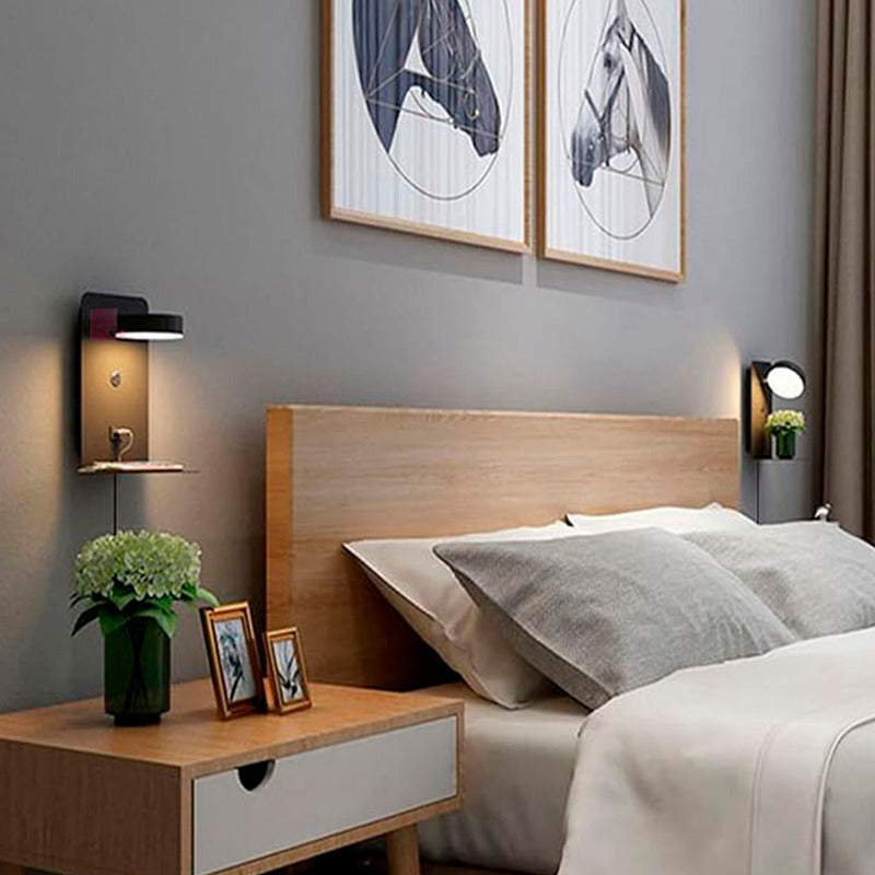 Aplique Pared Suite Usb Diseño Dormitorio Led Buena Luz