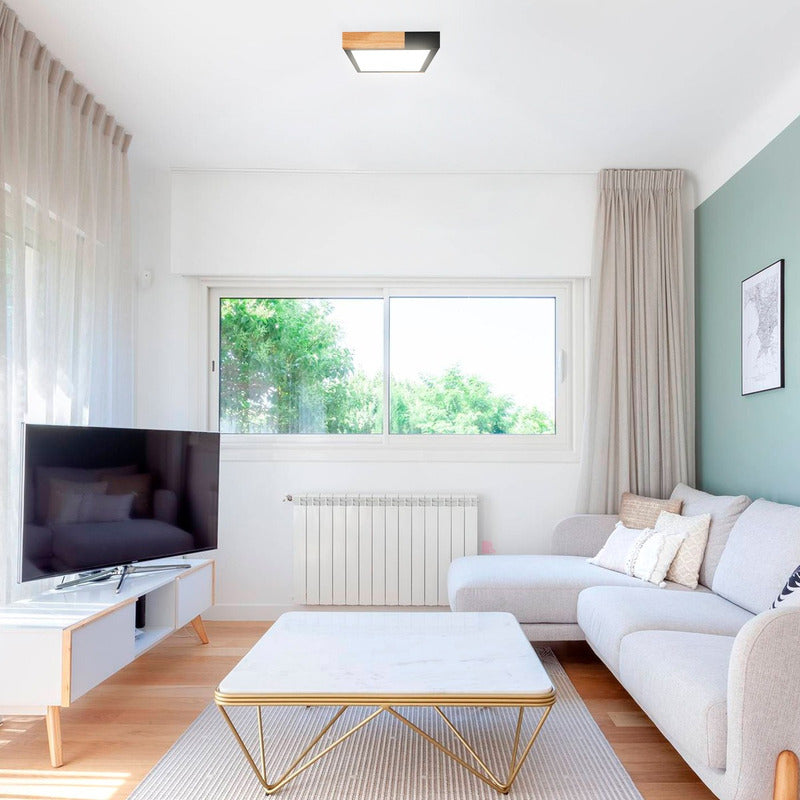 Plafón De Techo Modulo Madera Lámpara Led 18w Buena Luz