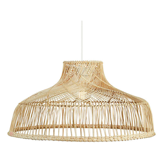 Lámpara Colgante De Techo Led Comedor Mimbre 40cm Buena Luz Estructura Negro