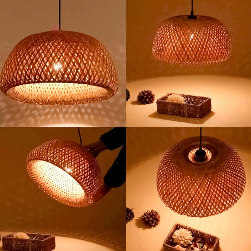Lámpara Colgante De Techo Cuencos Led Comedor Buena Luz Estructura Natural