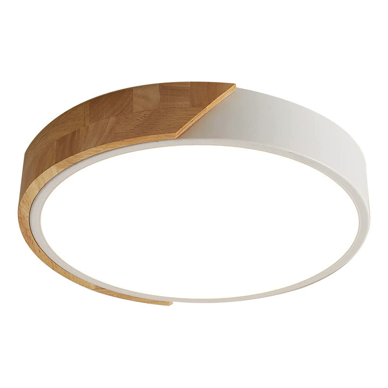 Lámpara Plafón De Techo Pipe Diseño Madera 30cm Buena Luz