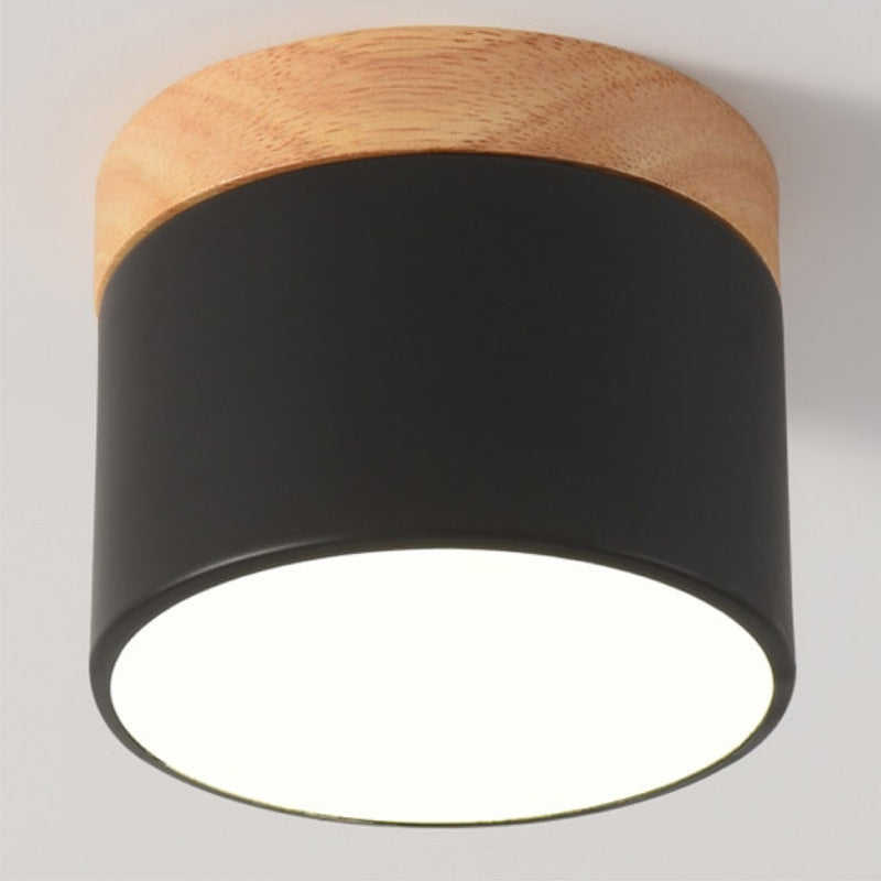 Lámpara Techo Pipe Luz Led Plafón Madera 12cm Buena Luz