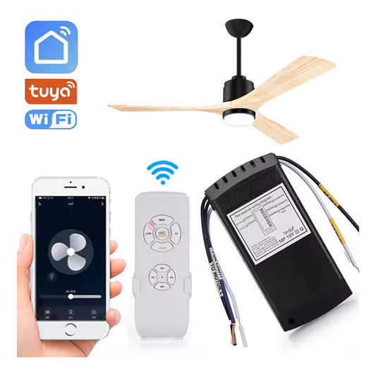 Ventilador De Techo Fith 3 Aspas Madera Inteligente Tuya