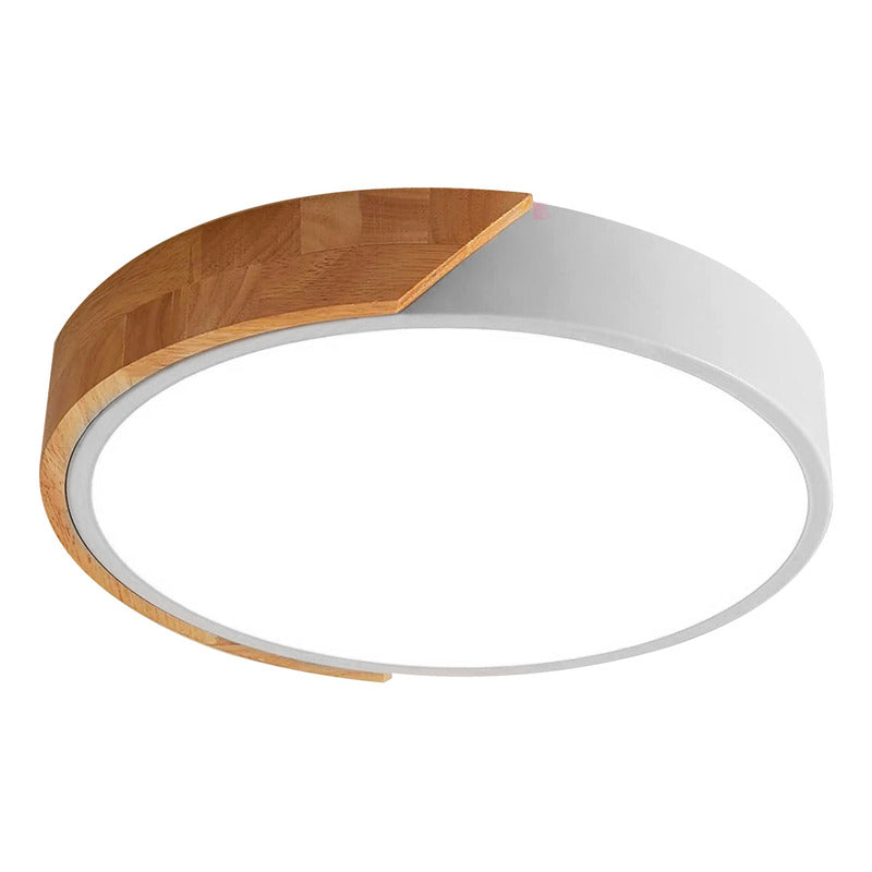 Lámpara Plafón De Techo Pipe Diseño Madera 30cm Buena Luz