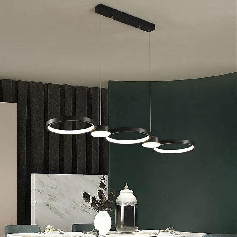 Lámpara Colgante De Techo Infinit Led Comedor Buena Luz Estructura Negro / Luz Cálida
