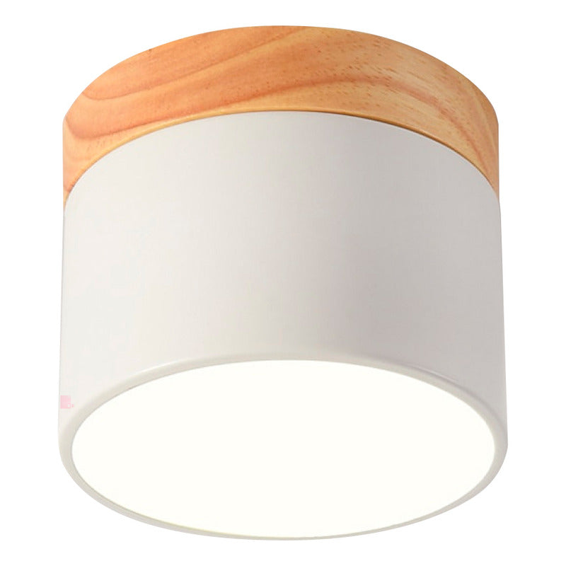 Lámpara Techo Pipe Luz Led Plafón Madera 12cm Buena Luz