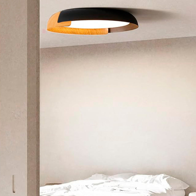 Lampara Plafón De Techo Fank Luz Led Diseño Madera Buena Luz