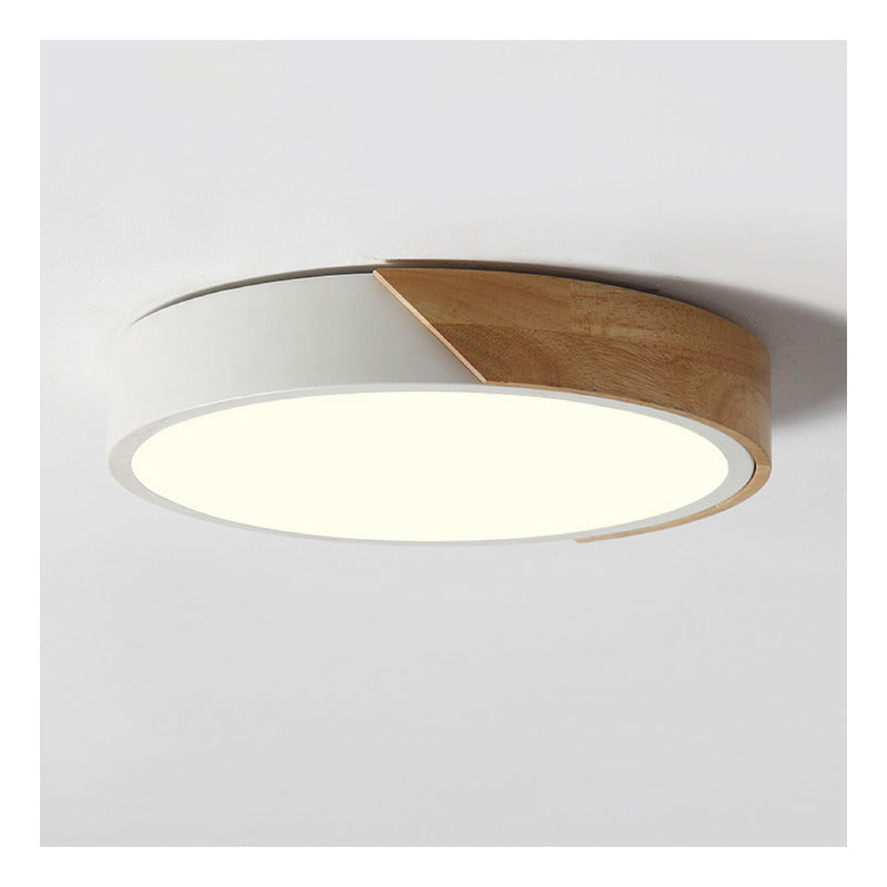 Lámpara Plafón De Techo Pipe Diseño Madera 30cm Buena Luz
