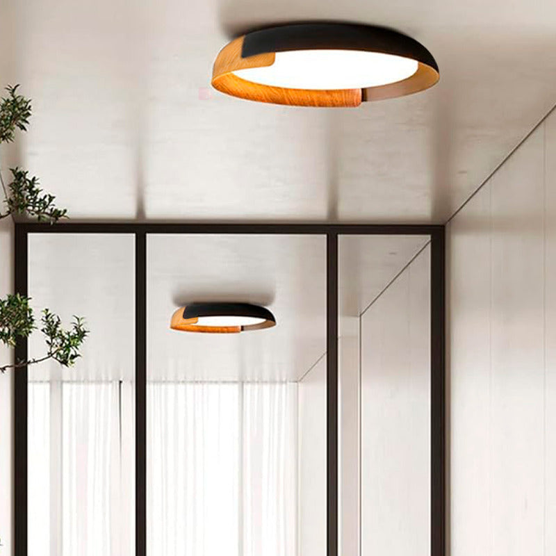 Lampara Plafón De Techo Fank Luz Led Diseño Madera Buena Luz