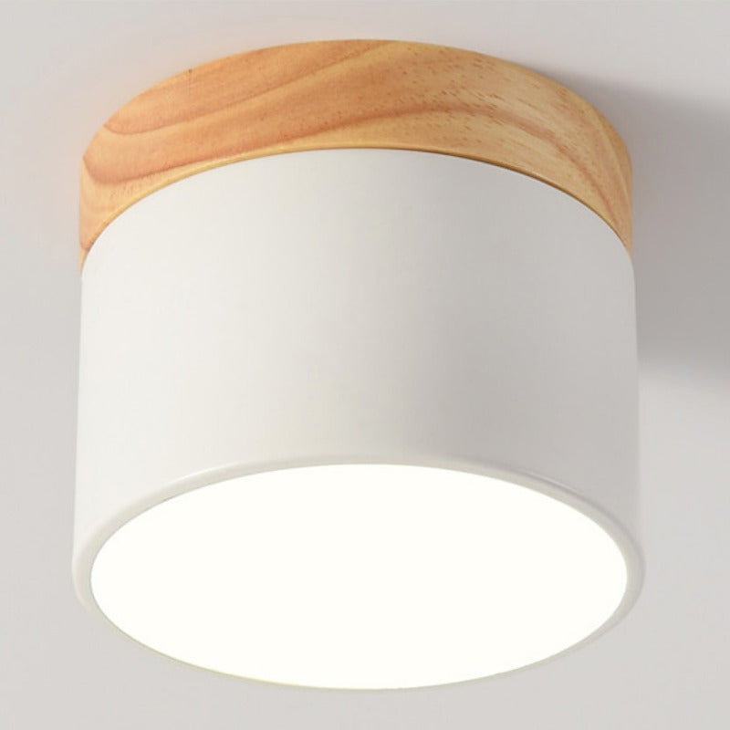 Lámpara Techo Pipe Luz Led Plafón Madera 12cm Buena Luz