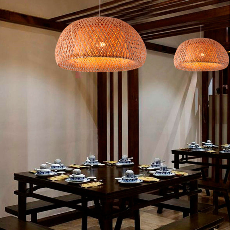 Lámpara Colgante De Techo Cuencos Led Comedor Buena Luz Estructura Natural