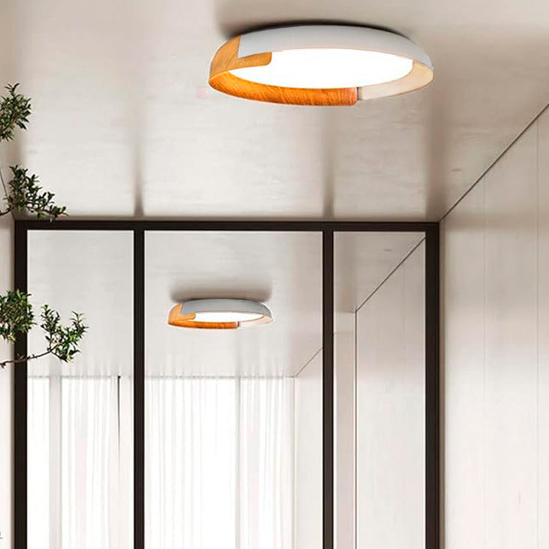 Lampara Plafón De Techo Fank Luz Led Diseño Madera Buena Luz