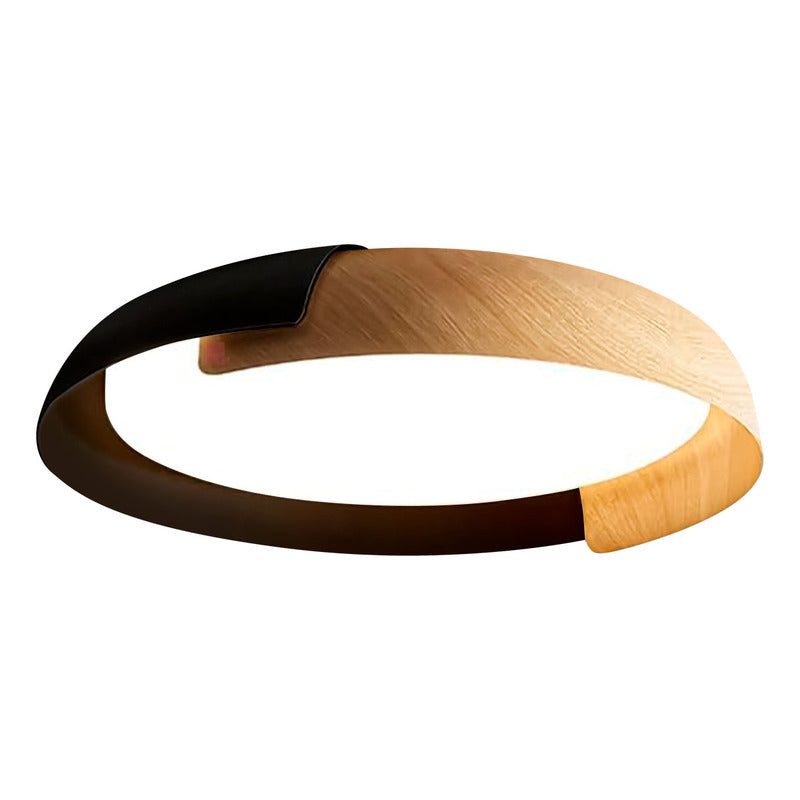 Lampara Plafón De Techo Fank Luz Led Diseño Madera Buena Luz