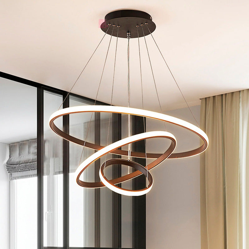 Lámpara Colgante Laser Led Incluido Living Comedor Buena Luz Estructura Negro / Luz Cálida