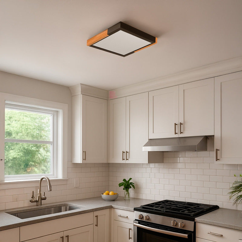 Plafón De Techo Modulo Madera Lámpara Led 18w Buena Luz