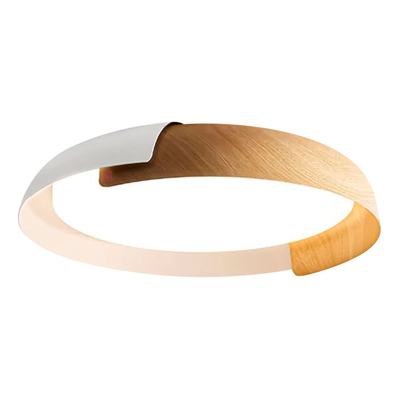 Lampara Plafón De Techo Fank Luz Led Diseño Madera Buena Luz