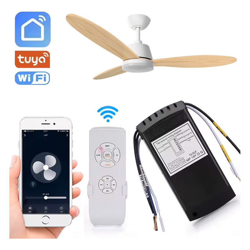 Ventilador De Techo Venture Wood Luz Led Buena Luz