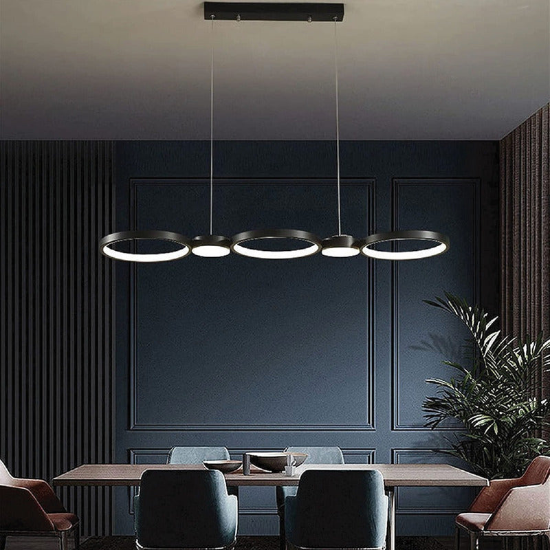 Lámpara Colgante De Techo Infinit Led Comedor Buena Luz Estructura Negro / Luz Cálida