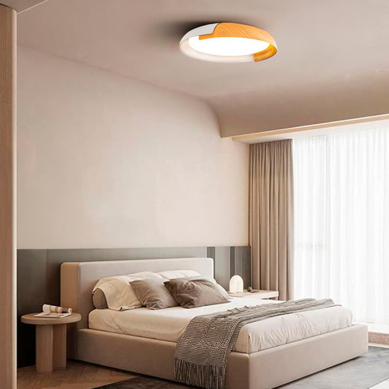 Lampara Plafón De Techo Fank Luz Led Diseño Madera Buena Luz