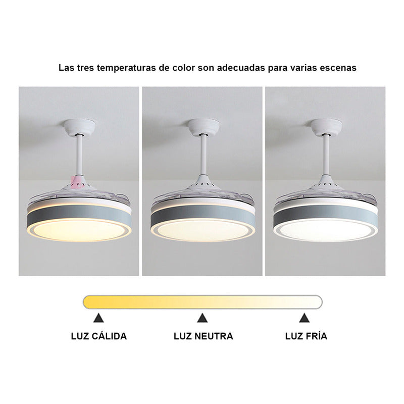 Ventilador De Techo Wow 3 Aspas Led Retráctil Inteligente