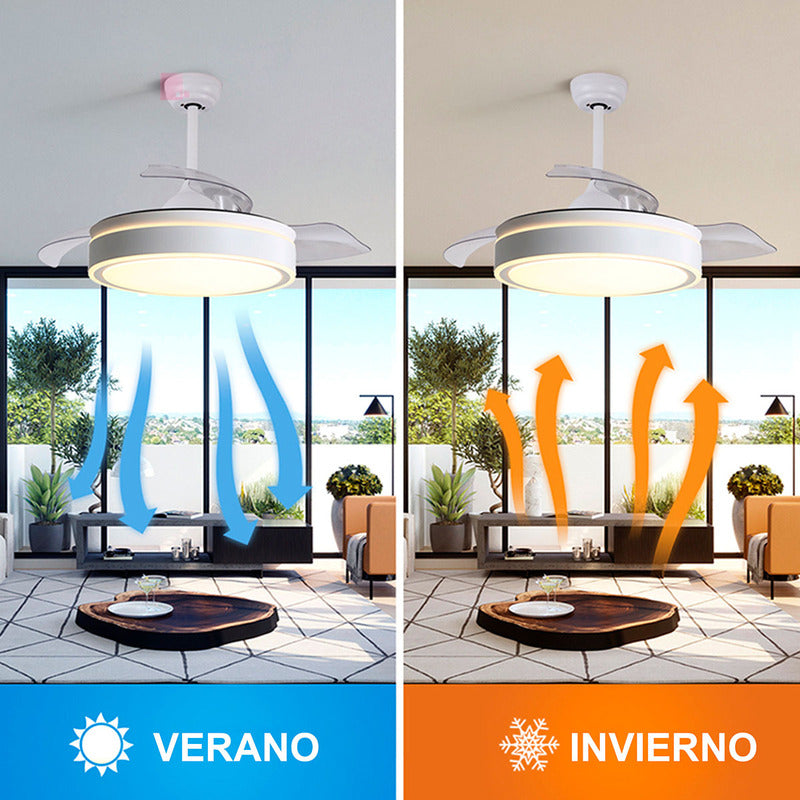 Ventilador De Techo Wow 3 Aspas Led Retráctil Inteligente