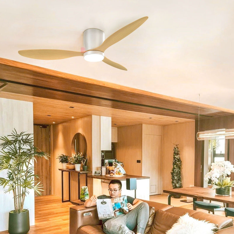 Ventilador De Techo Venture Wood Luz Led Buena Luz