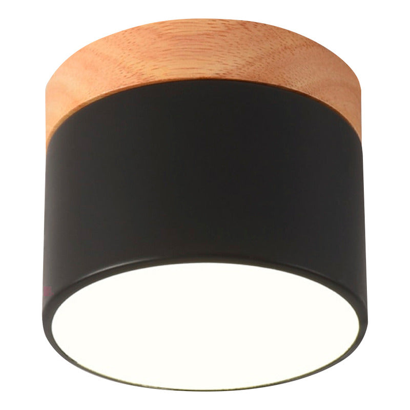 Lámpara Techo Pipe Luz Led Plafón Madera 12cm Buena Luz
