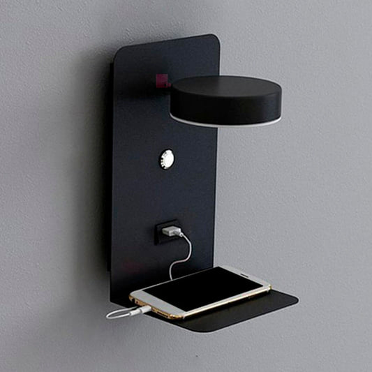 Aplique Pared Suite Usb Diseño Dormitorio Led Buena Luz Estructura Negro / Luz Cálida
