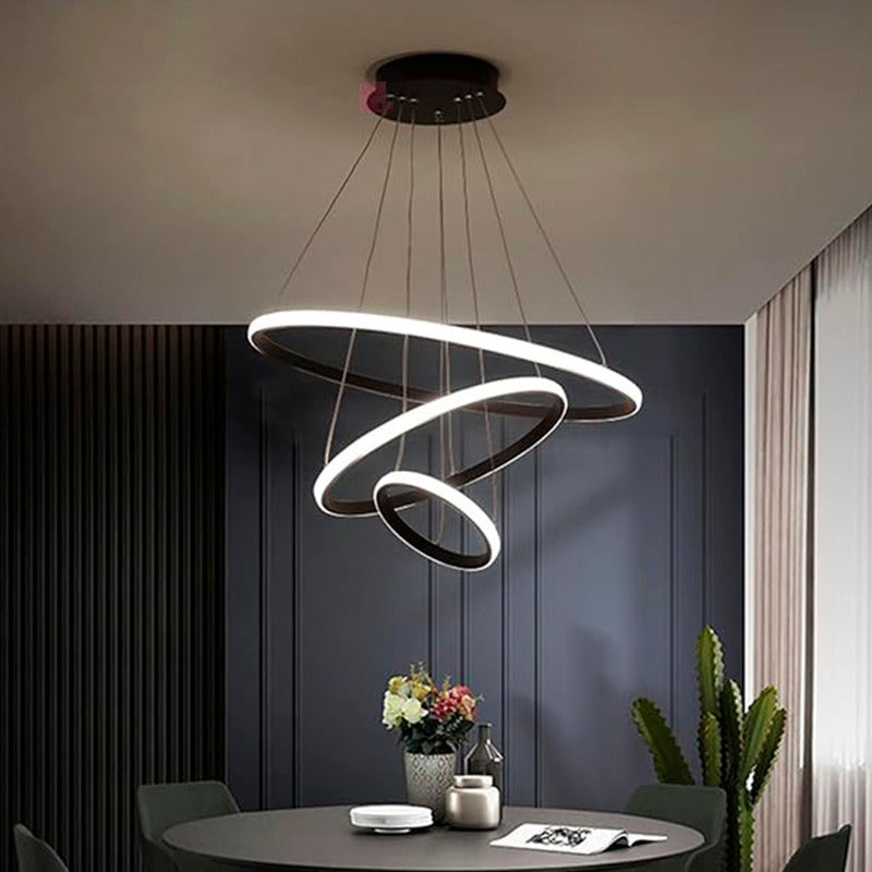 Lámpara Colgante Laser Led Incluido Living Comedor Buena Luz Estructura Negro / Luz Cálida