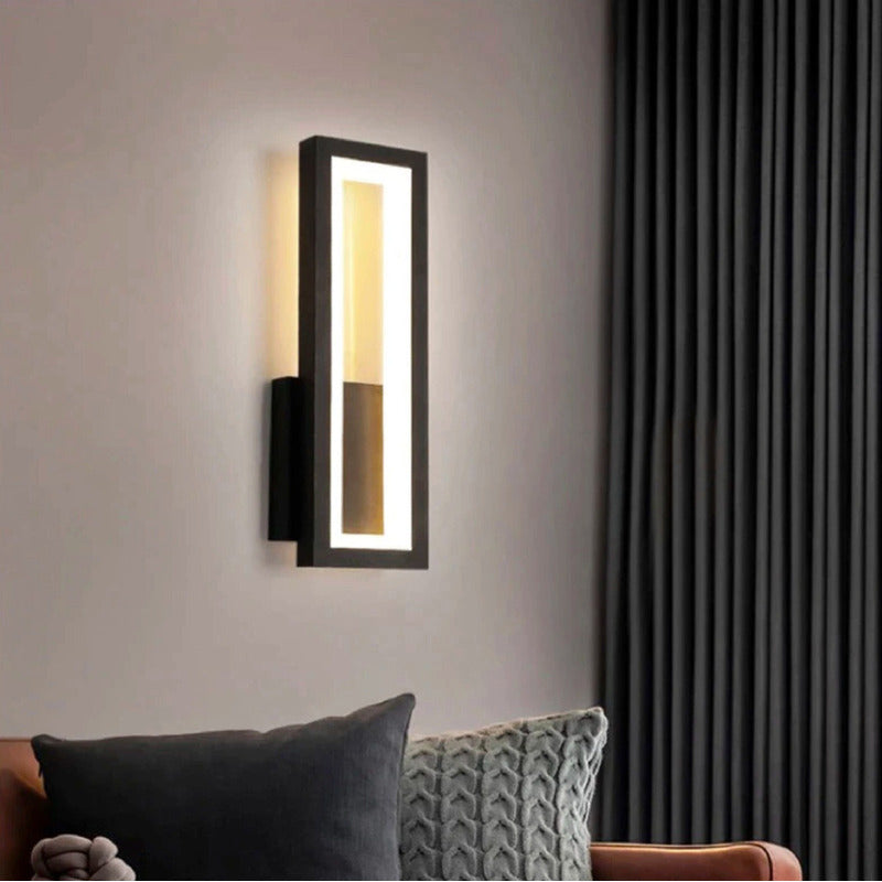 Aplique De Pared Quadra Moderno Living Lámpara Led Buena Luz Estructura Negro / Luz Cálida