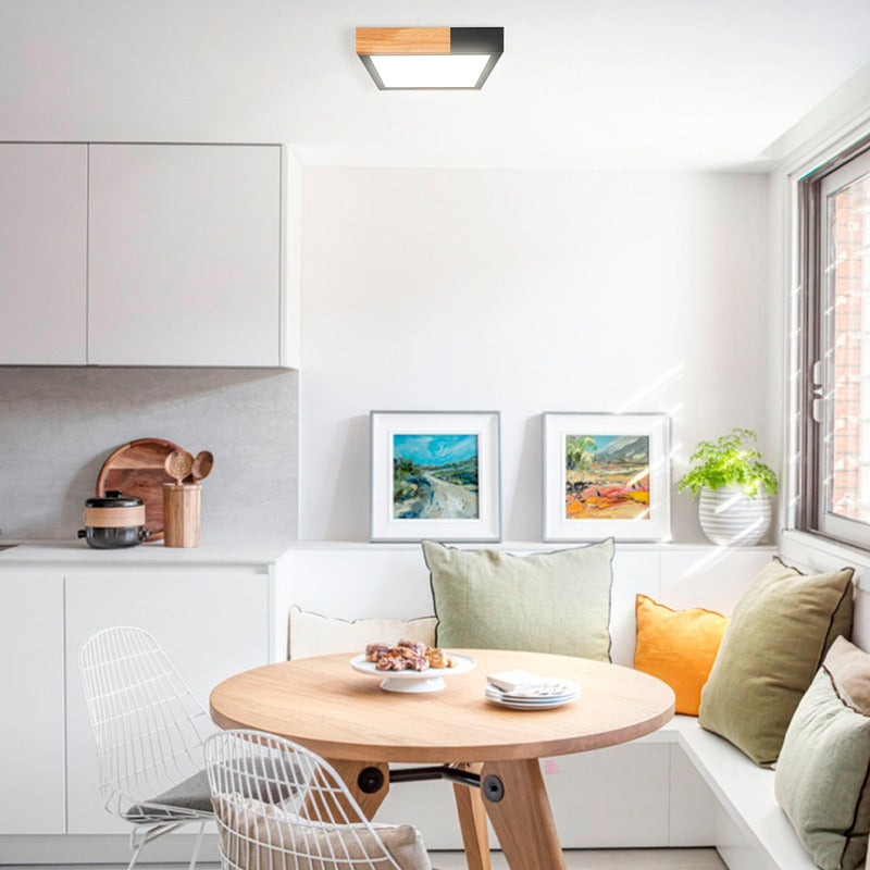 Plafón De Techo Modulo Madera Lámpara Led 18w Buena Luz