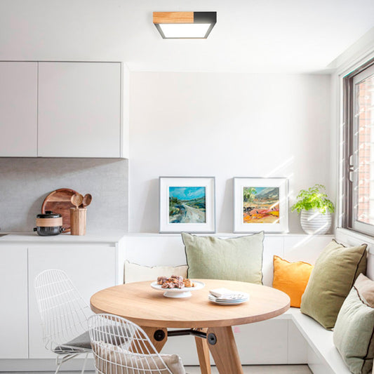 Plafón De Techo Modulo Madera Lámpara Led 18w Buena Luz