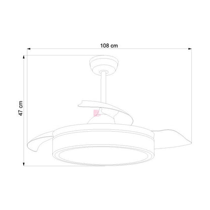 Ventilador De Techo Wow 3 Aspas Led Retráctil Inteligente