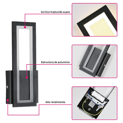 Aplique De Pared Quadra Moderno Living Lámpara Led Buena Luz