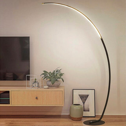 Lámpara De Pie Arco Bridge Led Diseño Moderno Buena Luz Estructura Negro Pantalla Negro
