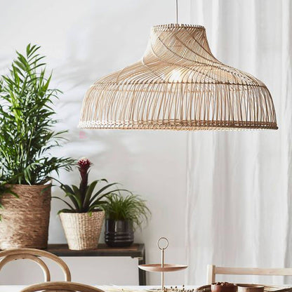 Lámpara Colgante De Techo Led Comedor Mimbre 40cm Buena Luz