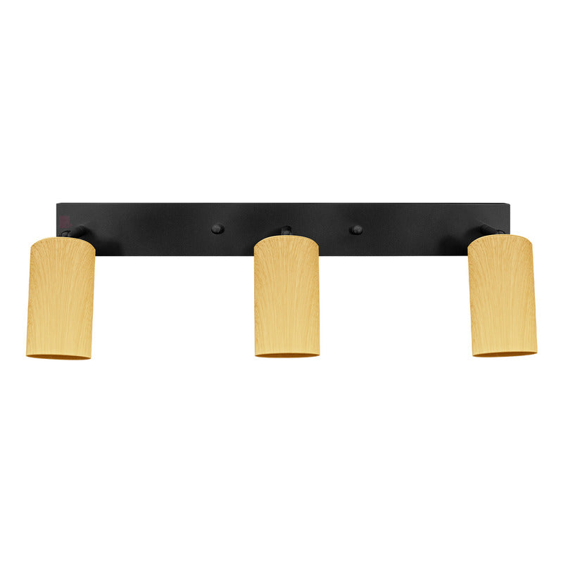 Aplique Plafón Infinity 3 Luces Direccionales Cabezal Madera