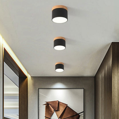 Lámpara Techo Pipe Luz Led Plafón Madera 12cm Buena Luz