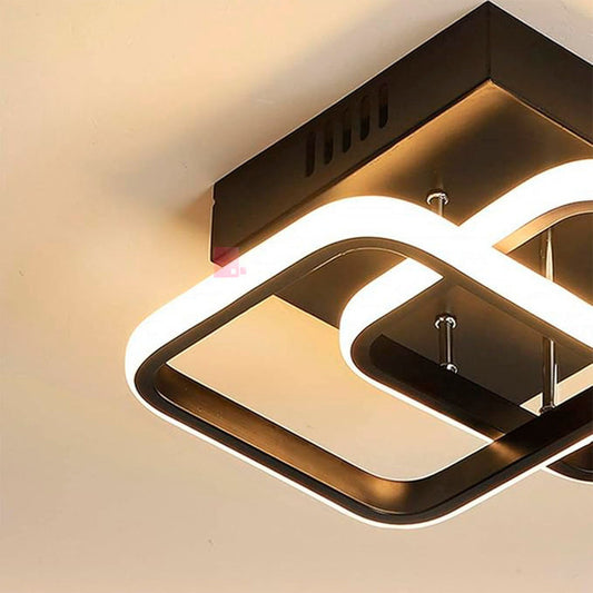 Lámpara De Techo Led Hotel 2 Luces Dormitorio Buena Luz Estructura Negro / Luz Cálida