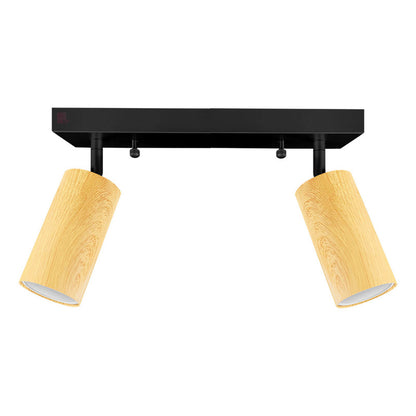 Plafón Aplique Infinity 2 Luces Acabado Madera Direccionales Estructura Negro