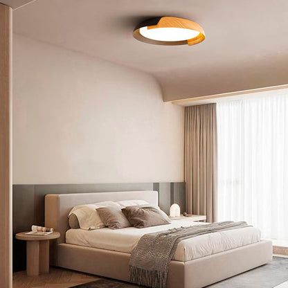 Lampara Plafón De Techo Fank Luz Led Diseño Madera Buena Luz Estructura Negro