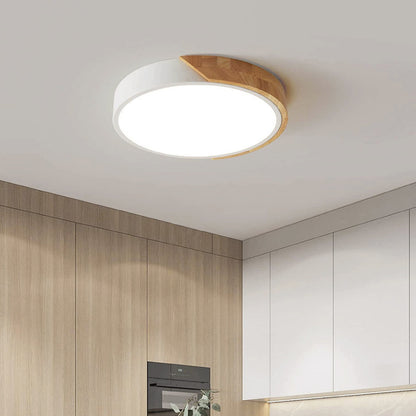 Lámpara Plafón De Techo Pipe Diseño Madera 30cm Buena Luz
