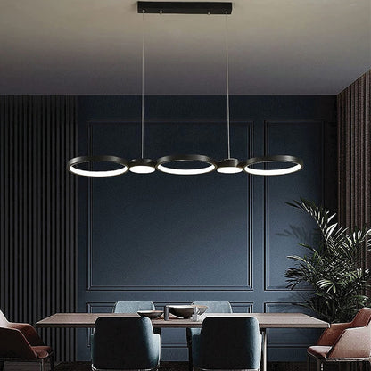 Lámpara Colgante De Techo Infinit Led Comedor Buena Luz Estructura Negro / Luz Cálida